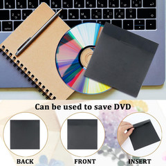 50 Pack Kraft Paper DVD Envelopes, Black Blank CD Paper Cardboard Storage Holde