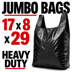 Black Heavy Duty T-Shirt Bags 17x8x29 Extra Large Grocery Retail Bags Bulk