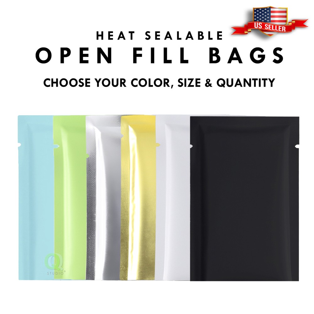 QQ Studio Matte Metallized Foil SlickSeal™ Heat Sealable Flat Open Fill Bags