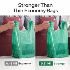 Choice 1/6 T-Shirt Plastic Grocery Bags 21×6.5×11.5 0.51 Mil Choose Color