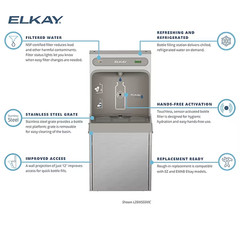 Elkay LZ8WSSSMC ezH2O Surface Mount Bottle Filling Station Refrigerated + Filter
