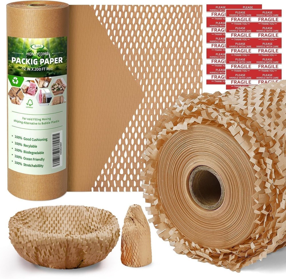 Honeycomb Packing Paper 12 Inch Eco Friendly Biodegradable Cushion Wrap 200 ft