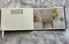 junk journal hand made canvas lace raffia bow 6 1/2 x 9 1/4 in. approx 80 pgs.