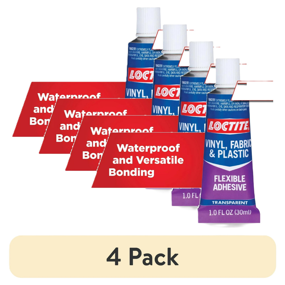 (4 pack) Loctite Vinyl Fabric & Plastic Repair Flexible Adhesive, Clear 1 fl oz
