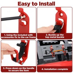PercyEffie 4 Pcs Shovel Mount Heavy Duty Mounts for Roof Rack Red