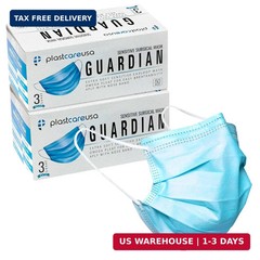 PlastCare USA 100 4-Ply ASTM Level 3 Face Masks, Disposable (Blue) (2 Boxes of 5