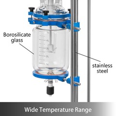 5L Jacketed Glass Reactor 110V Reaction Vessel 100w Digital 0-1200r/min US
