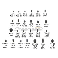 1145Pcs Set Screw Assortment Kit Head Socket Hex Drive Cup Point Grub Screws Set