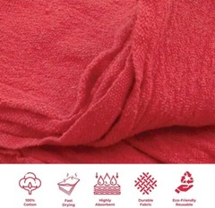 500 Pieces Red Shop Towels Large 15×14 Cleaning Rags, Fast Free Shipping