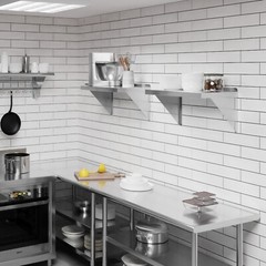 14 in. x 24 in. Stainless Steel Wall Shelf With Squared Edge