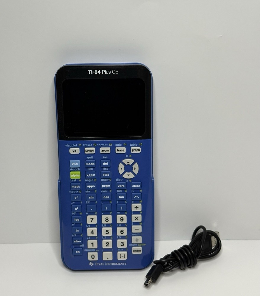 Texas Instruments TI-84 Plus CE Python Calculator Blue + Charger