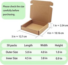 ​​​5x4x1 inch Small Shipping Boxes 50 Pack, Brown Kraft Corrugated Cardboard Mai