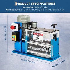 370W Electric Wire Stripping Machine Portable 0.06″-1.5″ Scrap Cable Stripper