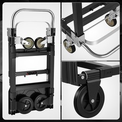 2-IN-1 660lbs Heavy Duty Aluminum Steel Folding Hand Truck Luggage Trolley Cart