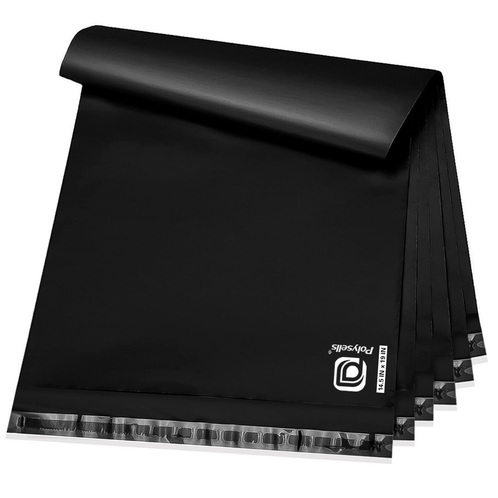 100 14.5×19 Poly Mailer Self Sealing Shipping Mailer Bags Black POLYSELLS