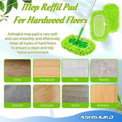 Ashsajkd Reusable Microfiber Wet & Dry Sweeping Mop Pads for Swiffer (4-Pack)