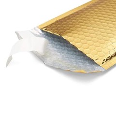 100 #0 Glamour Metallic Gold Poly Bubble Mailers Envelopes Bags 6×10 DVD Wide CD