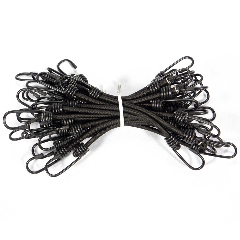 3/8 Inch x 18 Inch Black Bungee Cords Bundle of 25