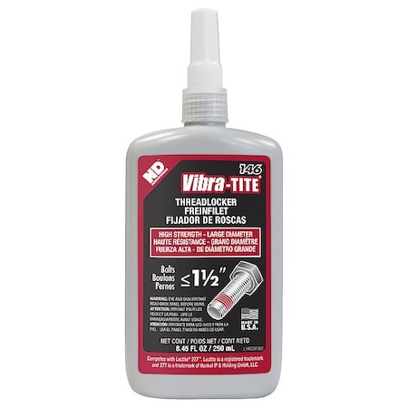 Vibra-Tite 14625 Threadlocker, Vibra-Tite 146, Red, High Strength, Liquid, 250