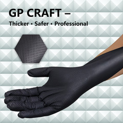 GP Craft Black Nitrile Gloves Diamond Grip 8Mil Disposable Latex Free 1000/Case