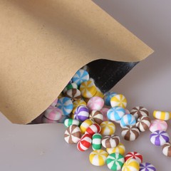 100pcs Heat Seal Flat Kraft Paper Metallized Foil Open Top Bags Outer Size ~4×6″