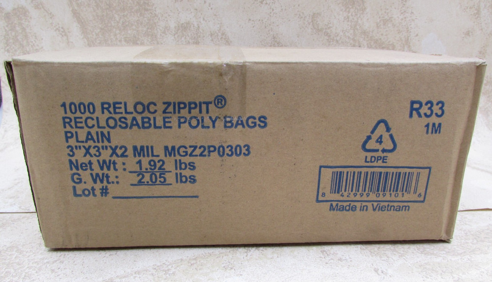 1000 PACK Reloc Zippit Bags 3″ X 3″ Zip Seal Lock Clear 2mil Poly Slide Lock