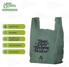 12×6.5×22 Inches Green Plastic Shopping Bags for Grocery Takeout Retail 800 Pcs