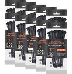 1000 Pieces 7″ Black Nylon Cable Zip Wire Ties Up to 50 Lbs (10 Packs of 100)