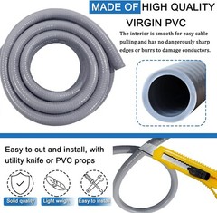 3/4″ Dia Liquid Tight Conduit 50 FT,Flexible Non-Metallic PVC Conduit 3/4 Waterp
