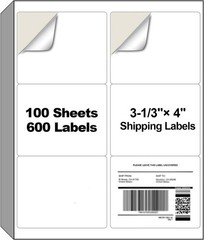 150-12000 4″x3.33″ Address Shipping Labels 6 Up Per Sheet Self Adhesive Stickers