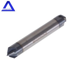 2Pcs 3/8″ 4 Flute 90 Degree Double End Carbide Chamfer Mill 2.5″ Overall Length