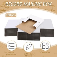 100 Pack 7 Inch Vinyl Record Mailers Boxes 45 RPM Easy Fold LP Cardboard Mail…