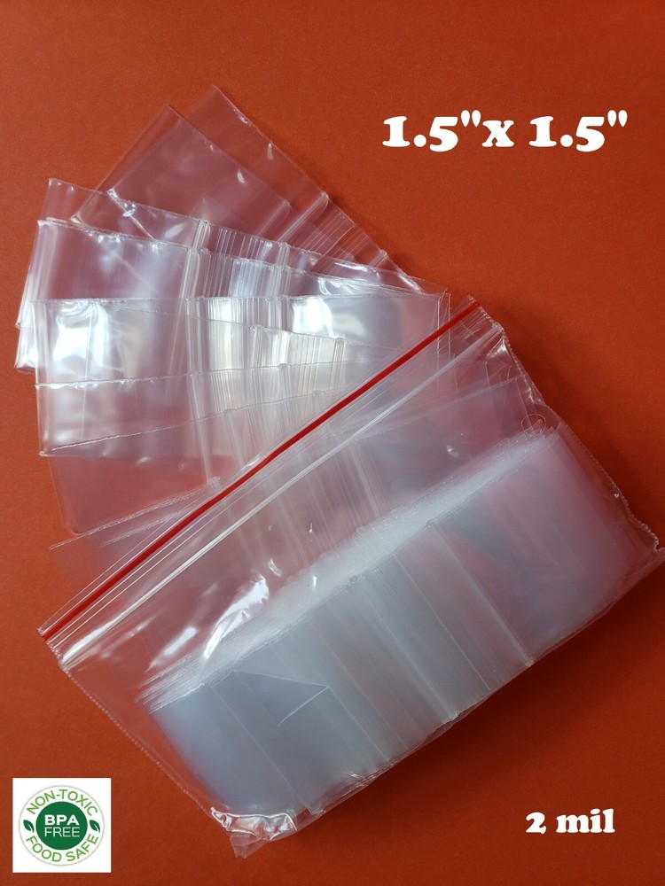 1.5″ x 1.5″ Clear Zip Seal Lock Top Plastic Bags 2Mil Jewelry Pill Small Mini