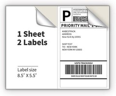 1000 Value 8.5″ X 5.5″ Half Sheet Self Adhesive Shipping Labels 2 Per Sheet