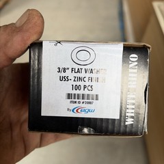 (Box of 100) 3/8” flat washer White Rhino Tuff USS-Zinc finish