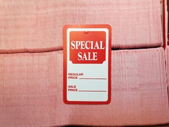 100 Red White Special Sale Coupon Merchandise Price Tags Large Unstrung Label