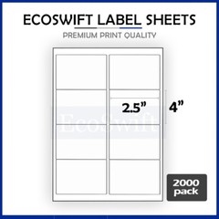 (16000) 4 x 2.5 EcoSwift Laser/Ink Address Shipping Adhesive Labels 8 per sheet