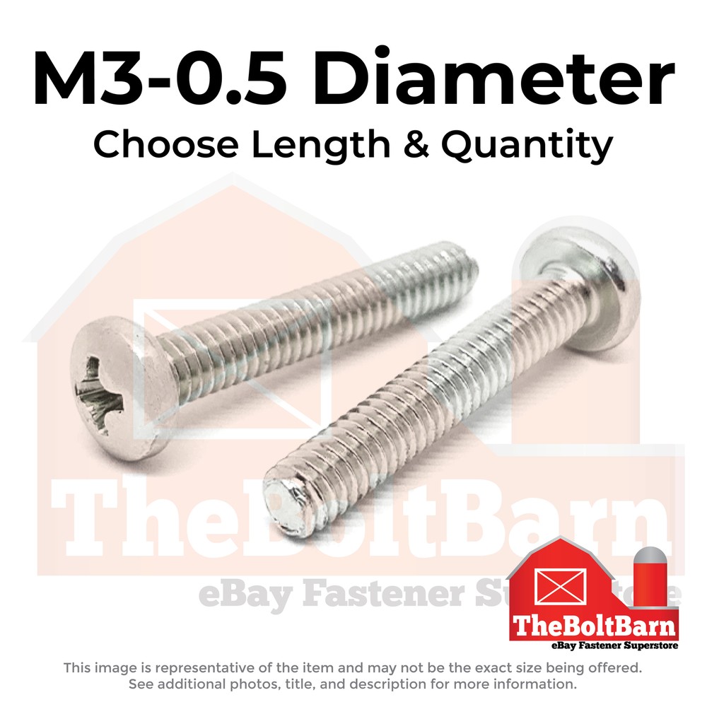 M3-0.5 Stainless Phillips Pan Head Machine Screws (Choose Length & Qty)