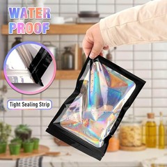 Holographic Mylar Bags Smell Proof Food Storage Zip Seal Foil Pouch Candy Bag