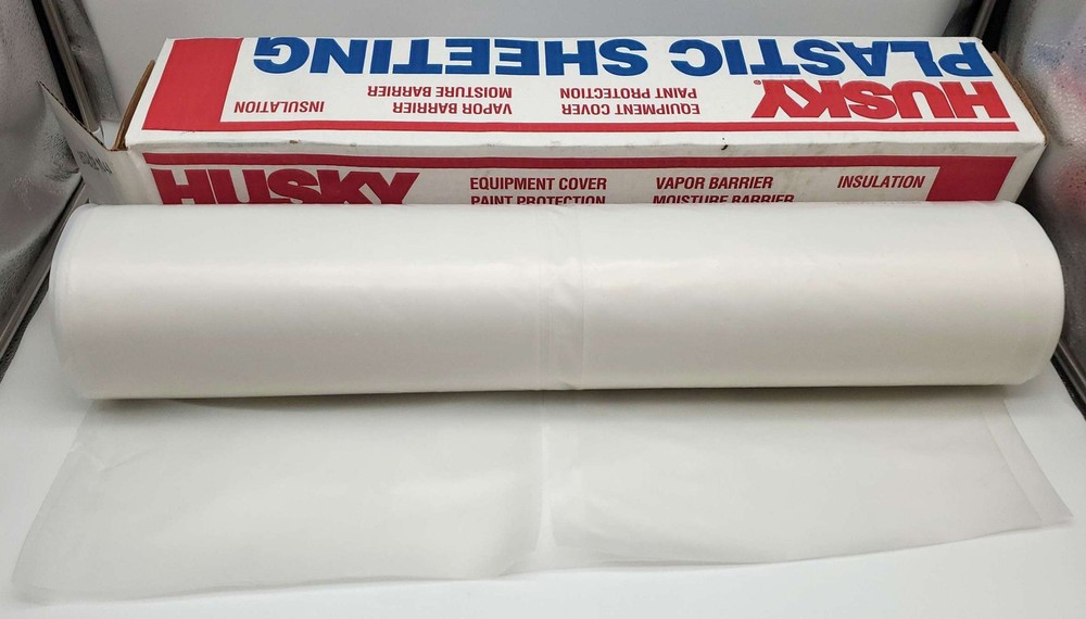 Husky 8′ x 100′ Plastic Sheeting Poly-America 408C Clear 4-Mil Low Density