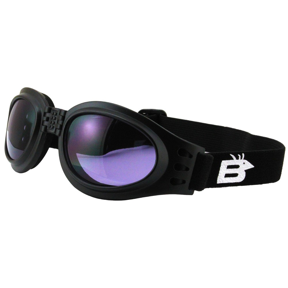 Birdz Eyewear Parrot Padded Motorcycle Goggles Black Frame + Purple Lens