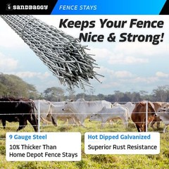 42 in. Wire Fence Stays – Class 1 Galvanized Steel – Barbed & Barbless Wire