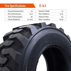 4X 12-16.5 Skid Steer Tires 12X16.5 SKS Tires 12 16.5 Heavy Duty 12PR Industrial