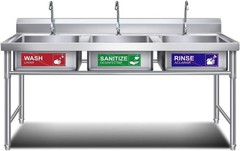 4 Pack Wash Rinse Sanitize Sink Labels Waterproof Sticker Signs Perfect for 3…