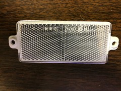 2 White Rectangle Reflectors, 2 screw holes, mounting on driveway post, etc.