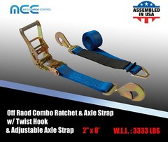 USA 2″ x 8′ Axle Strap Car Trailer Hauler Ratchet Tie Down Strap w/ Snap Hook