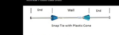 Long End Concrete Snap Ties with cones – 3,000 lb. rated, box of 100