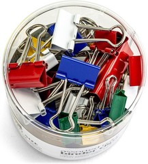 Eco-Friendly Storage Tub of 30 Assorted Metal Binder Clips – Stylish and Durable