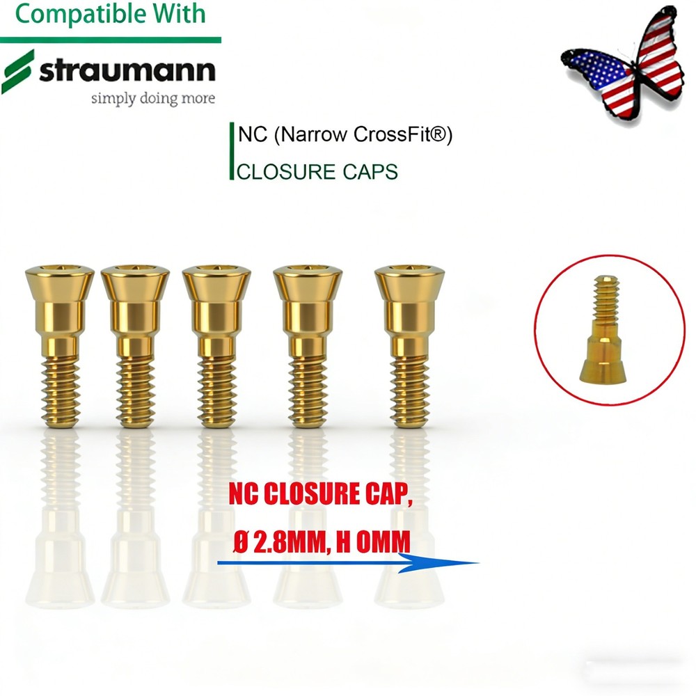 US 5Pc Fit Straumann Titanium NC Healing Abutment & Closure Cover Cap ITI BL/BLT