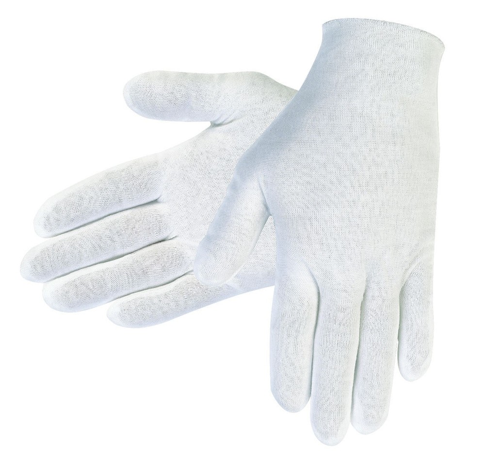 White 100% Cotton Lisle Inspectors Glove, Reversible and Unhemmed